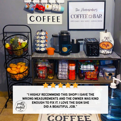 Customer product review for custom coffee shop wall art by Pretty Perfect Studio
