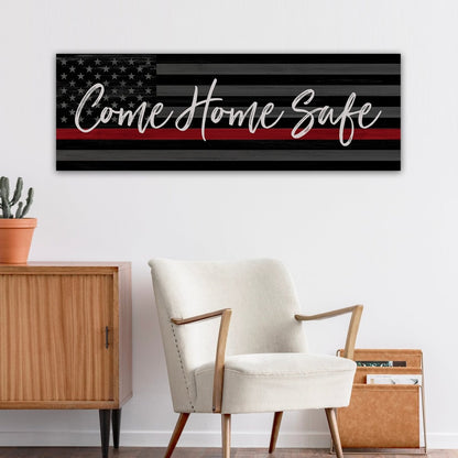Come Home Safe Canvas Sign Above Chair - Pretty Perfect Studio