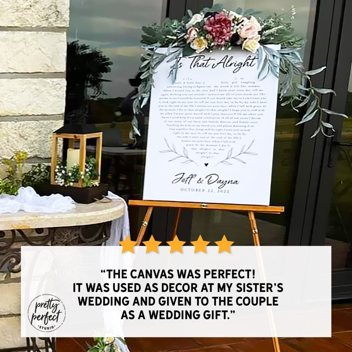 Customer product review for Custom Anniversary Wedding Song Lyrics, First Dance, Heart Print sign by Pretty Perfect Studio