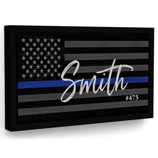 Custom Blue Line Sign with Police Officer Name - Pretty Perfect Studio