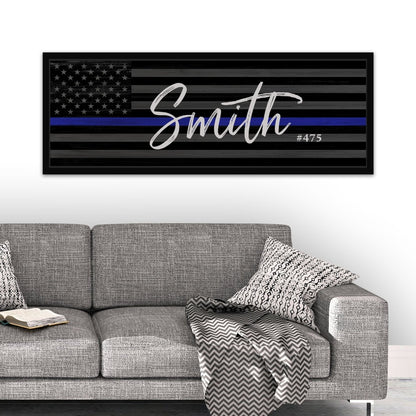 Custom Blue Line Sign with Police Officer Name - Pretty Perfect Studio