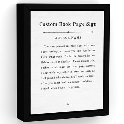 Custom Book Page Sign - Pretty Perfect Studio