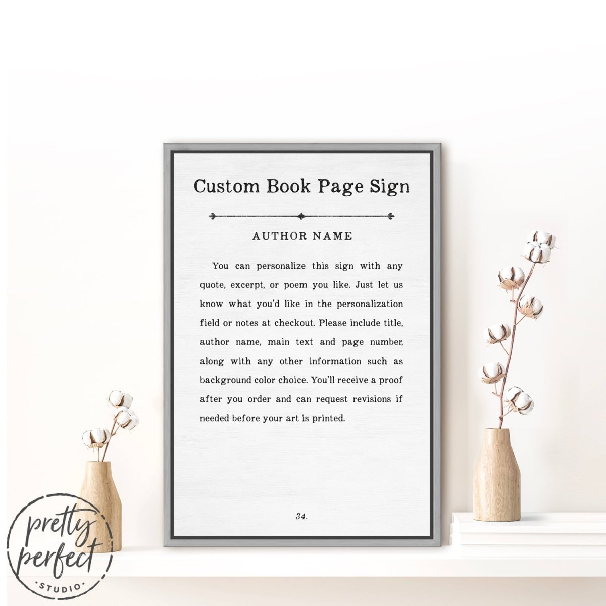 Custom Book Page Sign - Pretty Perfect Studio