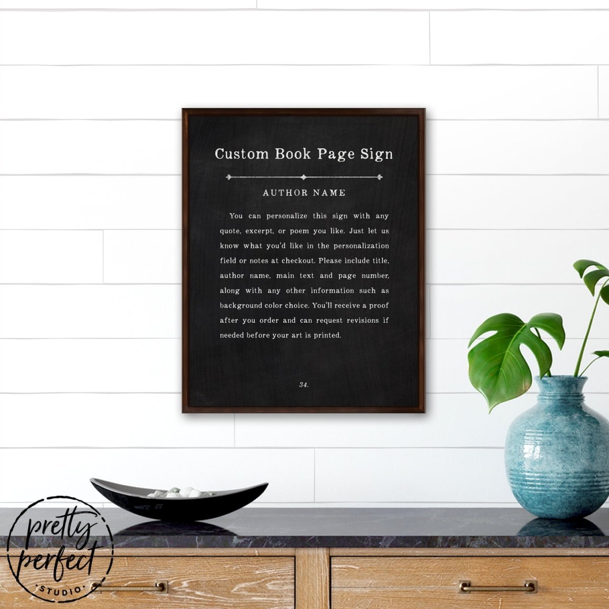 Custom Book Page Sign Above Entryway Table - Pretty Perfect Studio
