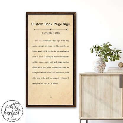 Custom Book Page Sign In Living Room - Pretty Perfect Studio