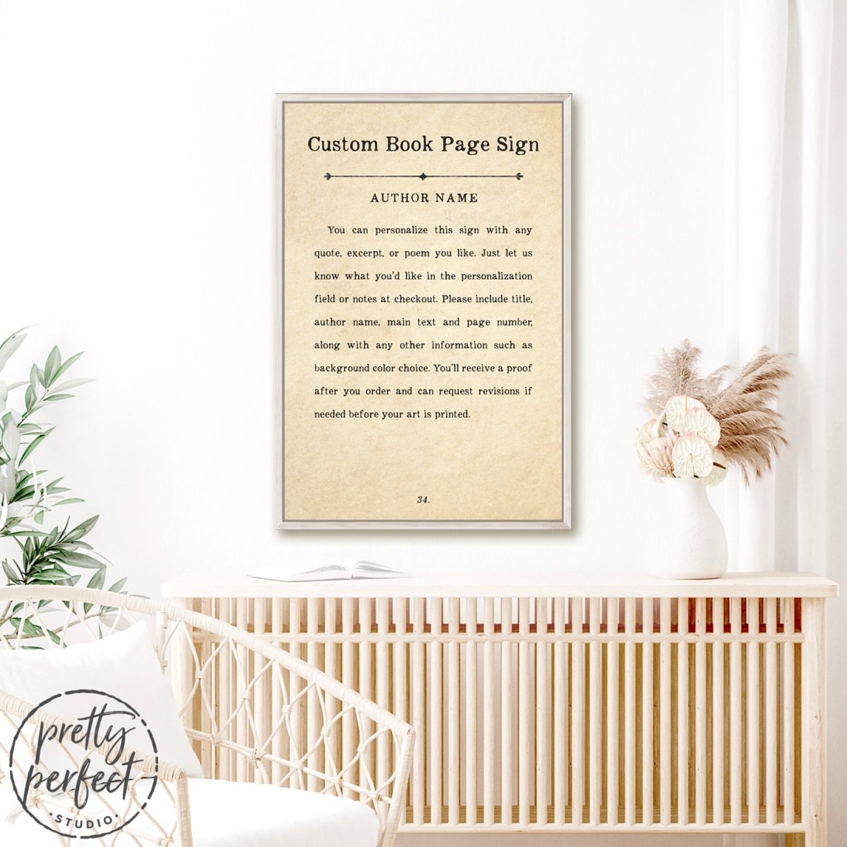 Custom Book Page Sign Above the Table - Pretty Perfect Studio