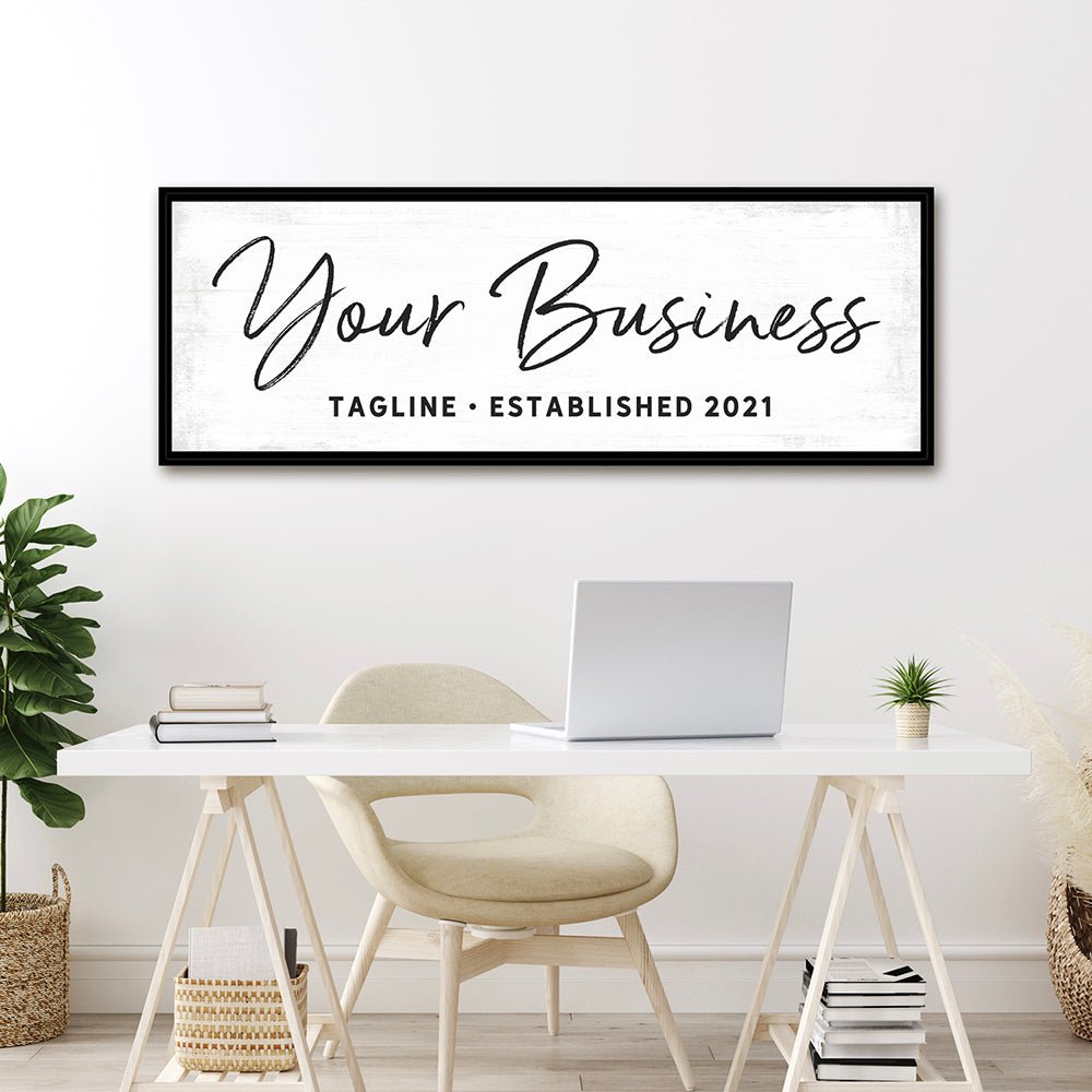 Custom Business Sign With Tagline and Date in Office - Pretty Perfect Studio