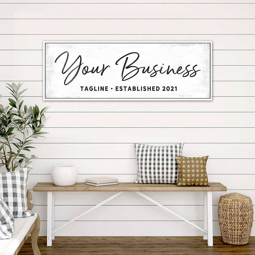 Custom Business Sign With Tagline and Date in Waiting Room - Pretty Perfect Studio