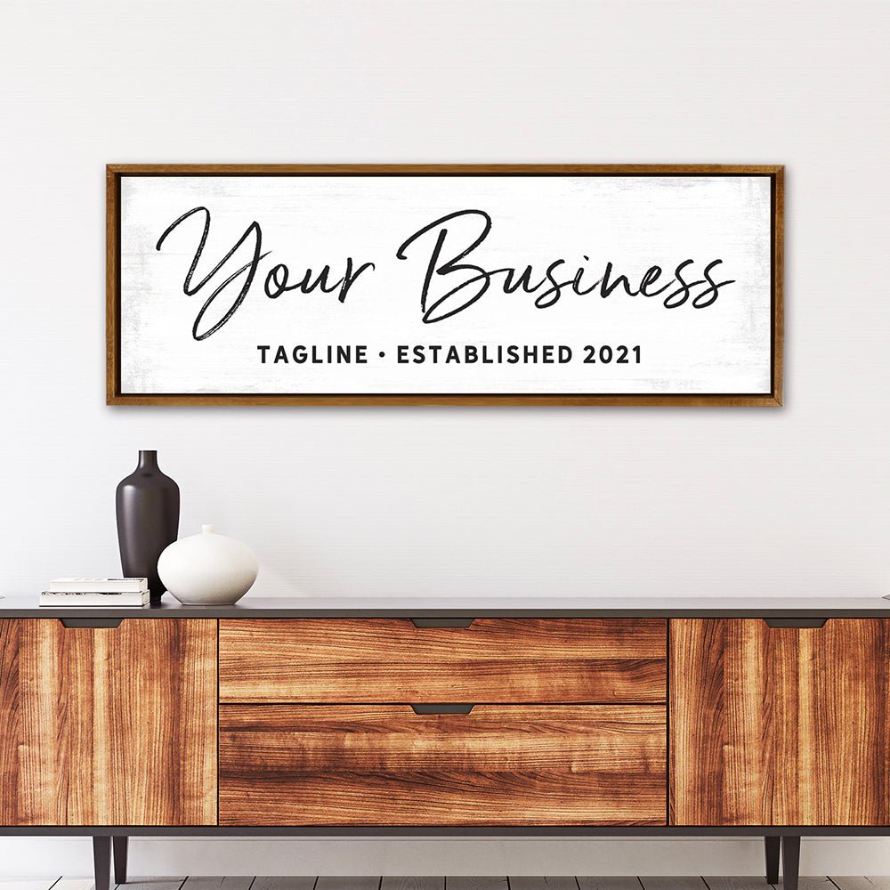 Custom Business Sign With Tagline and Date in Office Foyer - Pretty Perfect Studio
