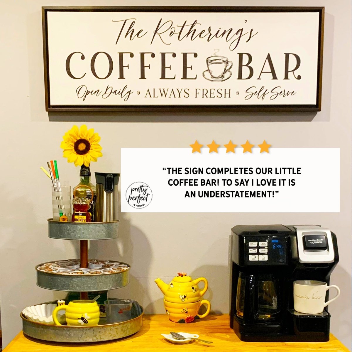 Customer product review for custom coffee shop wall art by Pretty Perfect Studio