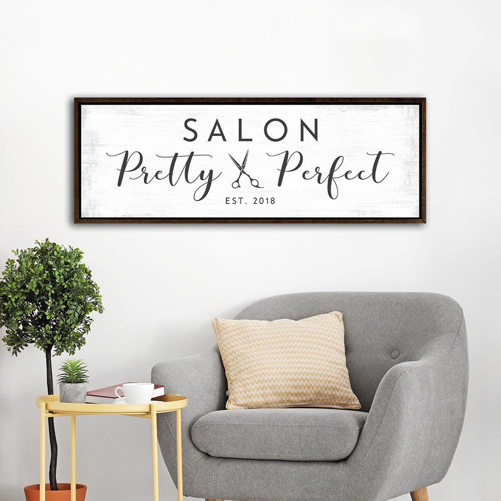 Custom Hair Salon Sign in Hair Salon Office - Pretty Perfect Studio