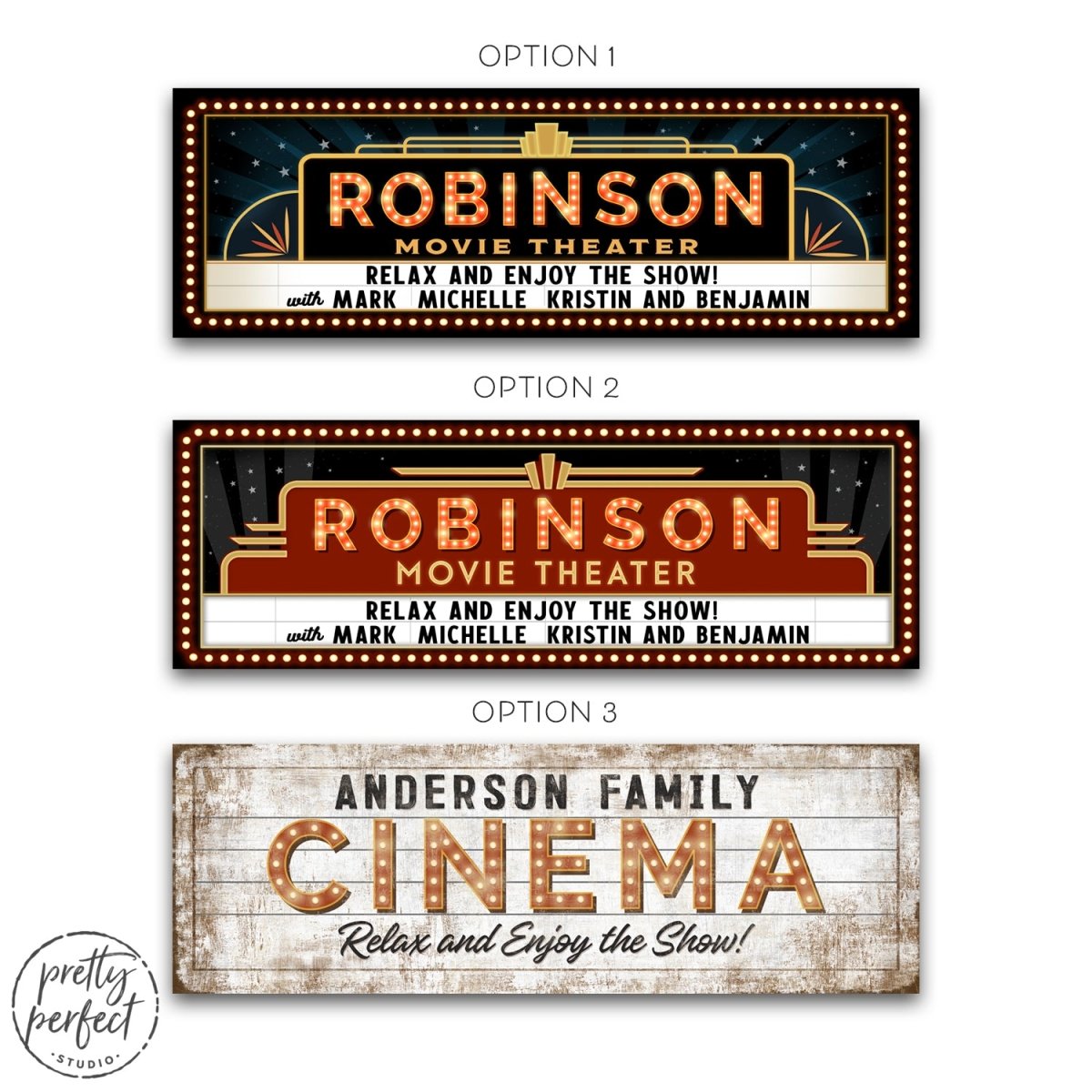Personalized Theater and Lounge Sign Family Name Sign Movie Room