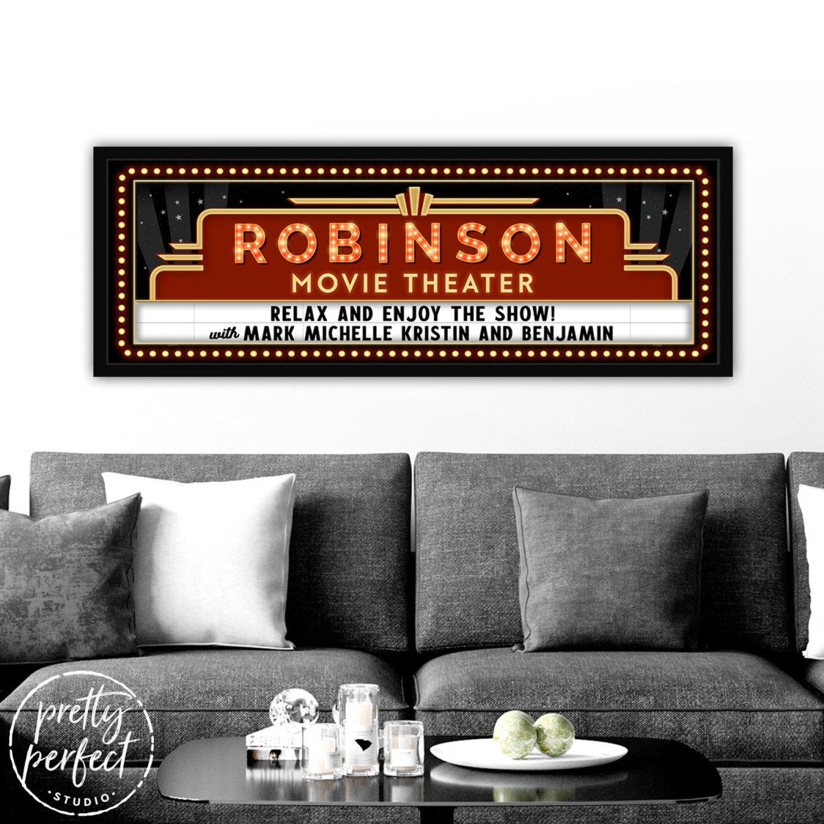 Personalized Home Theater Sign: Film Reel & Gold Stars