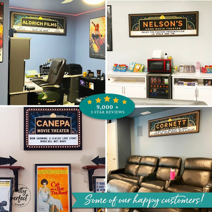 Customer product review for Custom Home Movie Theater Sign by Pretty Perfect Studio