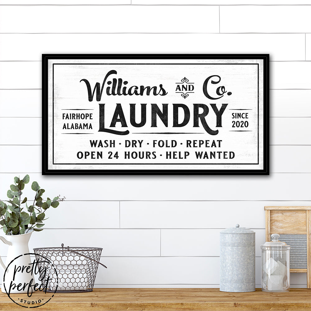 Custom Laundry Room Sign in Living Room - Pretty Perfect Studio