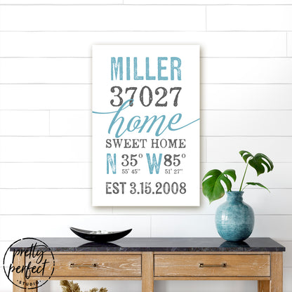 Custom Location Sign With Name and Zip Code In Entryway Above Desk - Pretty Perfect Studio