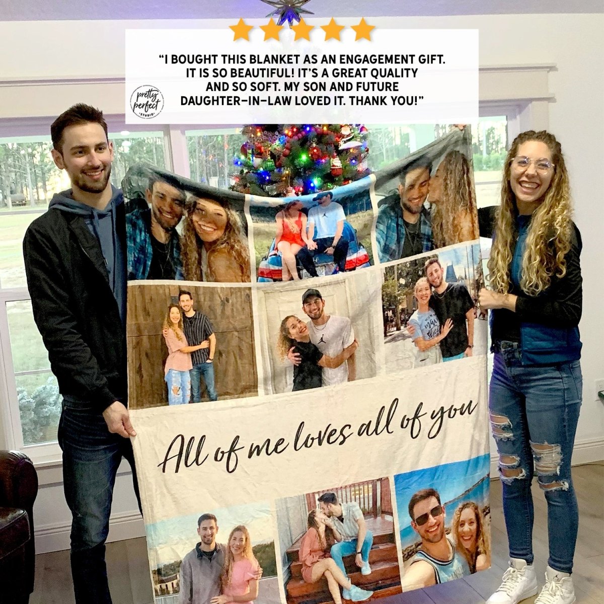 Customer product review for Custom Photo Collage Blanket for Adults and Kids, Personalized Picture Throw Blankets by Pretty Perfect Studio