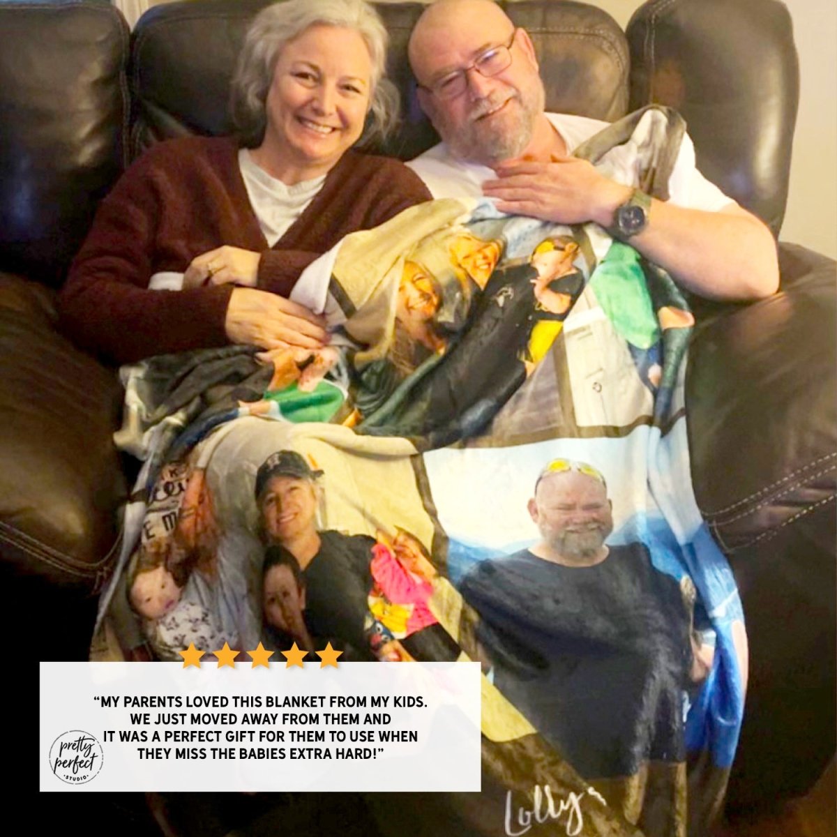 Customer product review for Custom Photo Collage Blanket for Adults and Kids, Personalized Picture Throw Blankets by Pretty Perfect Studio