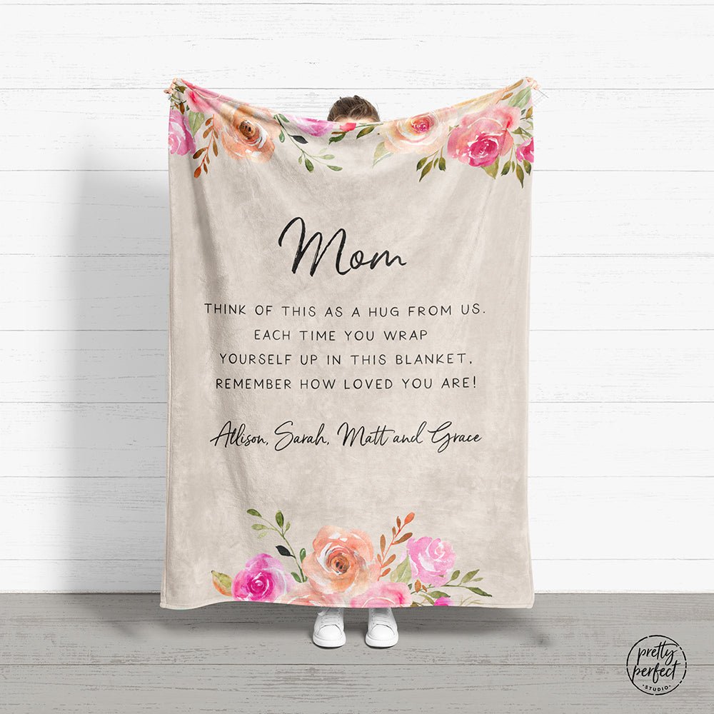 Custom Quote Blanket Personalized Christmas Gift for Mom or Grandma from Kids