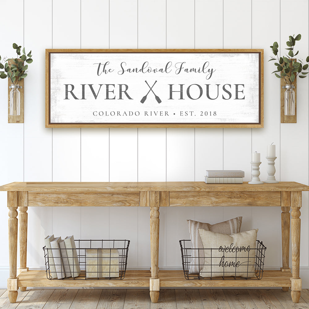 Custom River House Sign Above Table - Pretty Perfect Studio