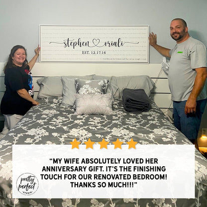 Customer product review for personalized song lyric sign by Pretty Perfect Studio