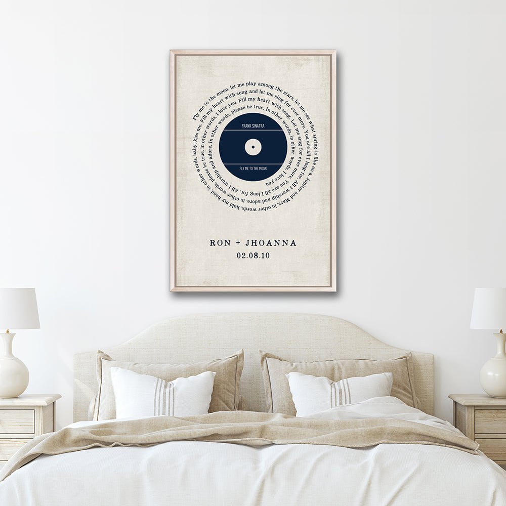 Vinyl Record Song Lyrics Print Wall Art Above Bed - Pretty Perfect Studio
