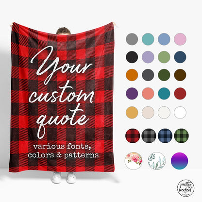 Custom Text Blankets Personalized Fleece Throw Blankets for Kids and Adults with Company Logos, Names, or Family & Friends Pictures
