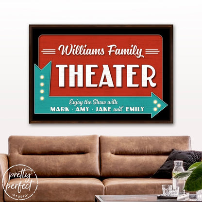 Custom Theater Sign, Personalized Drive-In Movie Painting Arrow Sign for Home Movie Cinema Room