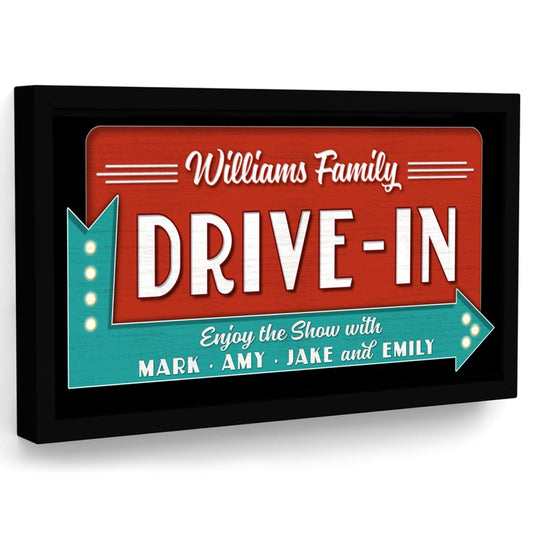 Custom Theater Sign, Personalized Drive-In Movie Painting Arrow Sign for Home Movie Cinema Room