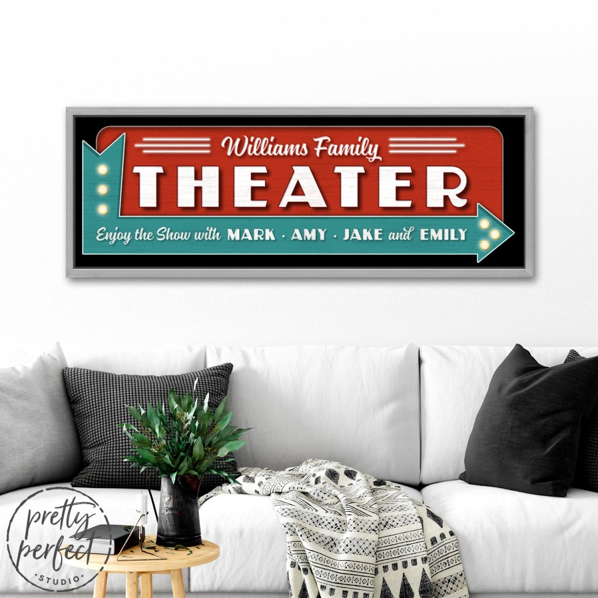 Custom Theater Sign, Personalized Drive-In Movie Painting Arrow Sign for Home Movie Cinema Room