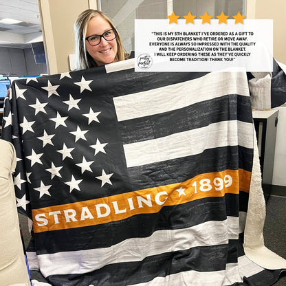 Customer product review for Custom Thin Gold Line Blanket for Dispatchers by Pretty Perfect Studio