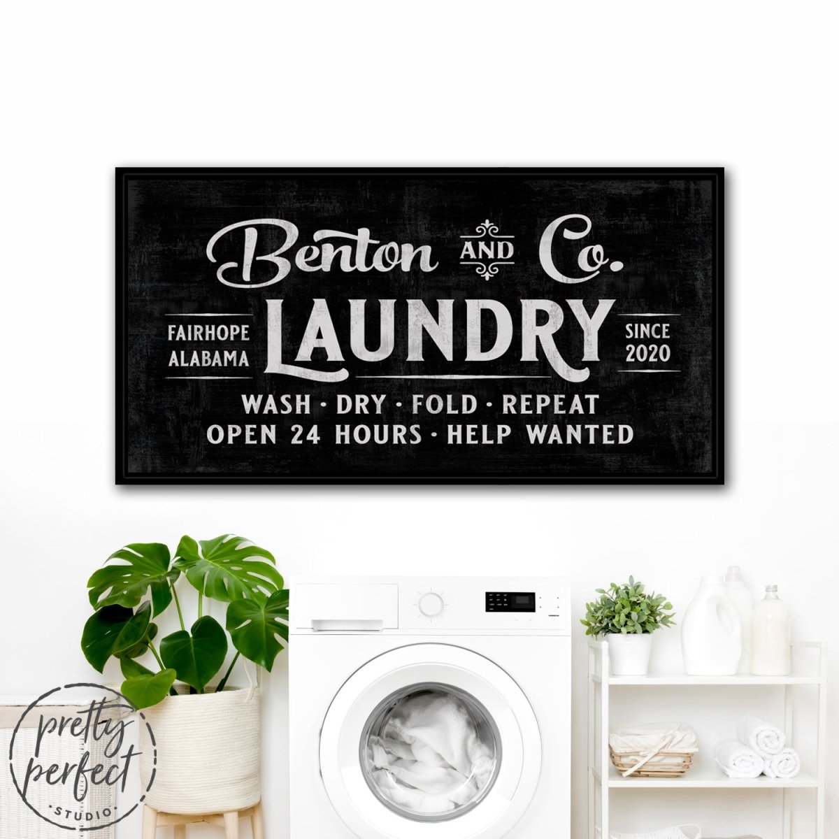 Custom Wash, Dry, Fold and Repeat Laundry Sign in Laundry Room – Pretty Perfect Studio