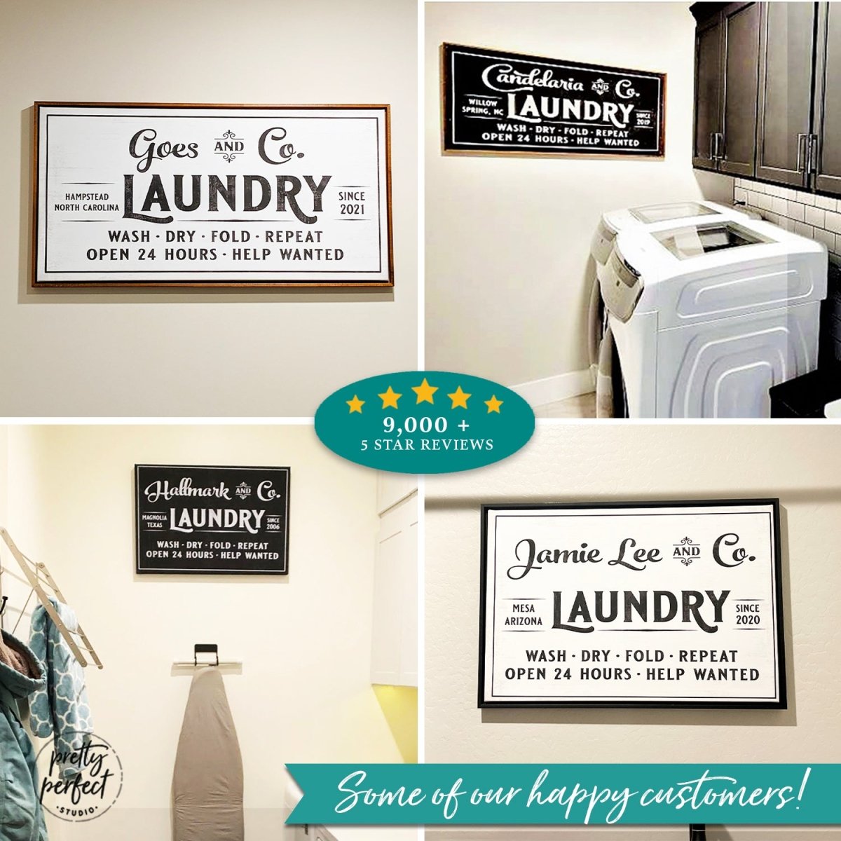Customer product review for custom laundry room wall art by Pretty Perfect Studio