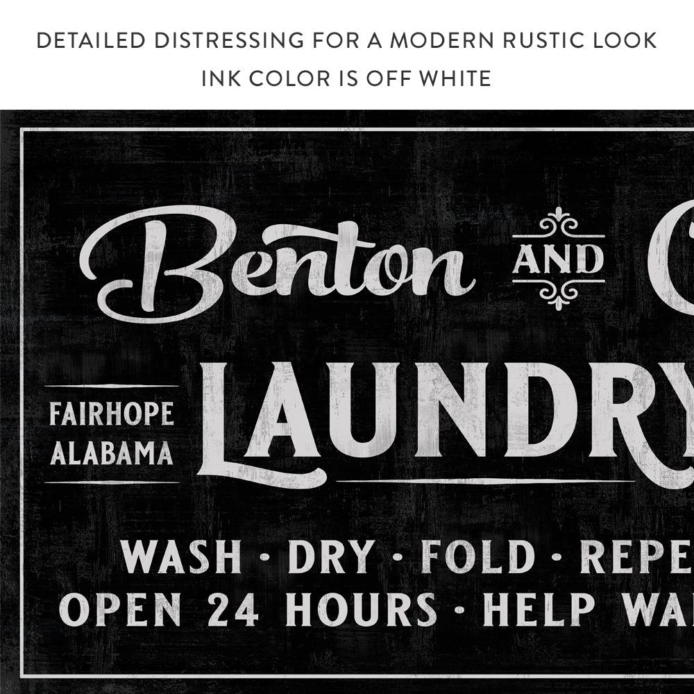 Custom Wash, Dry, Fold and Repeat Laundry Sign With Distressed Modern Look - Pretty Perfect Studio