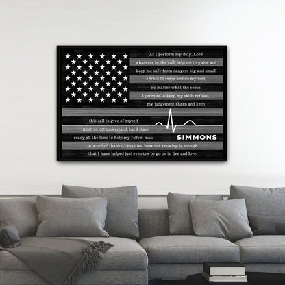 EMS Prayer on Flag With Name Personalization in Family Room - Pretty Perfect Studio
