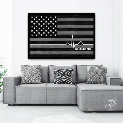 EMS Sign Personalized With Name Above Couch in Living Room - Pretty Perfect Studio