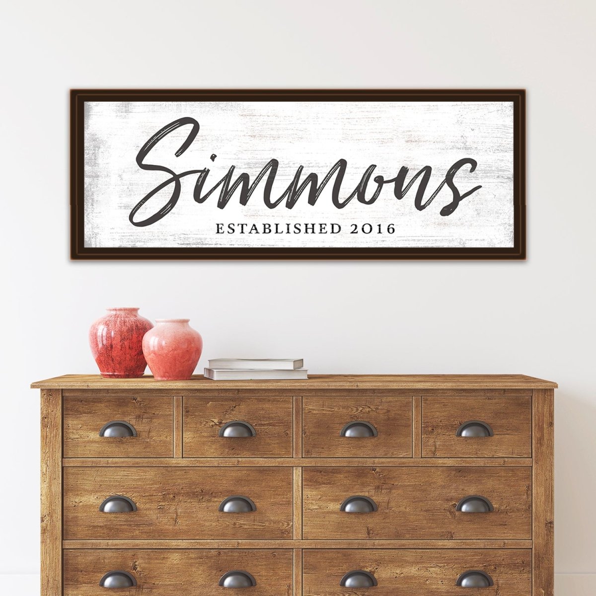 Established Family Name Signs Above Dresser - Pretty Perfect Studio