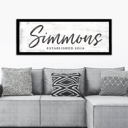 Established Family Name Signs Above Couch - Pretty Perfect Studio