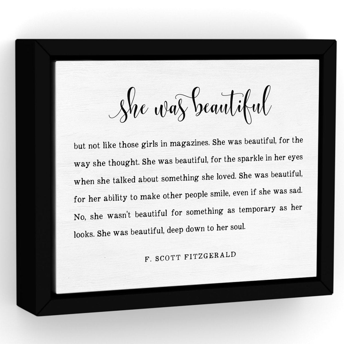 F Scott Fitzgerald Quote Beauty, She Was Beautiful Sign