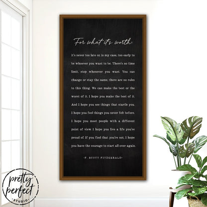 F. Scott Fitzgerald Quote Sign in Family Room - Pretty Perfect Studio