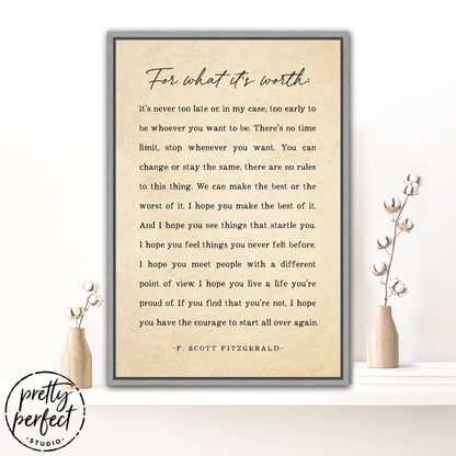 F. Scott Fitzgerald Quote Sign Above Shelf - Pretty Perfect Studio