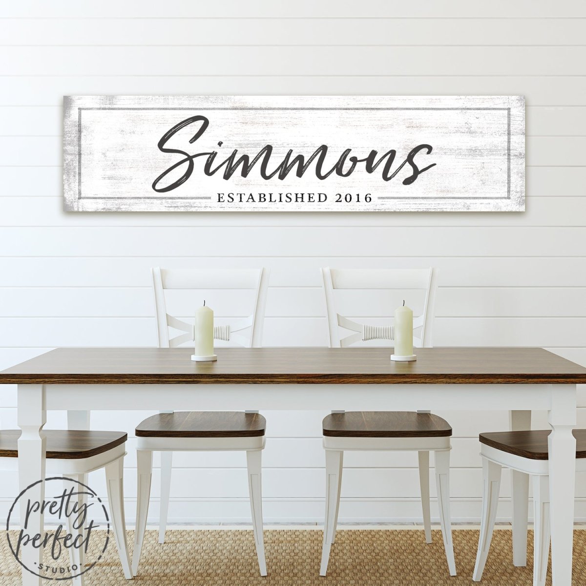 Family Established Sign Personalized Above Dining Room Table - Pretty Perfect Studio
