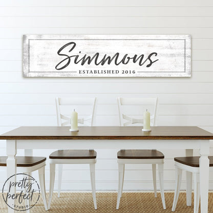 Family Established Sign Personalized Above Dining Room Table - Pretty Perfect Studio