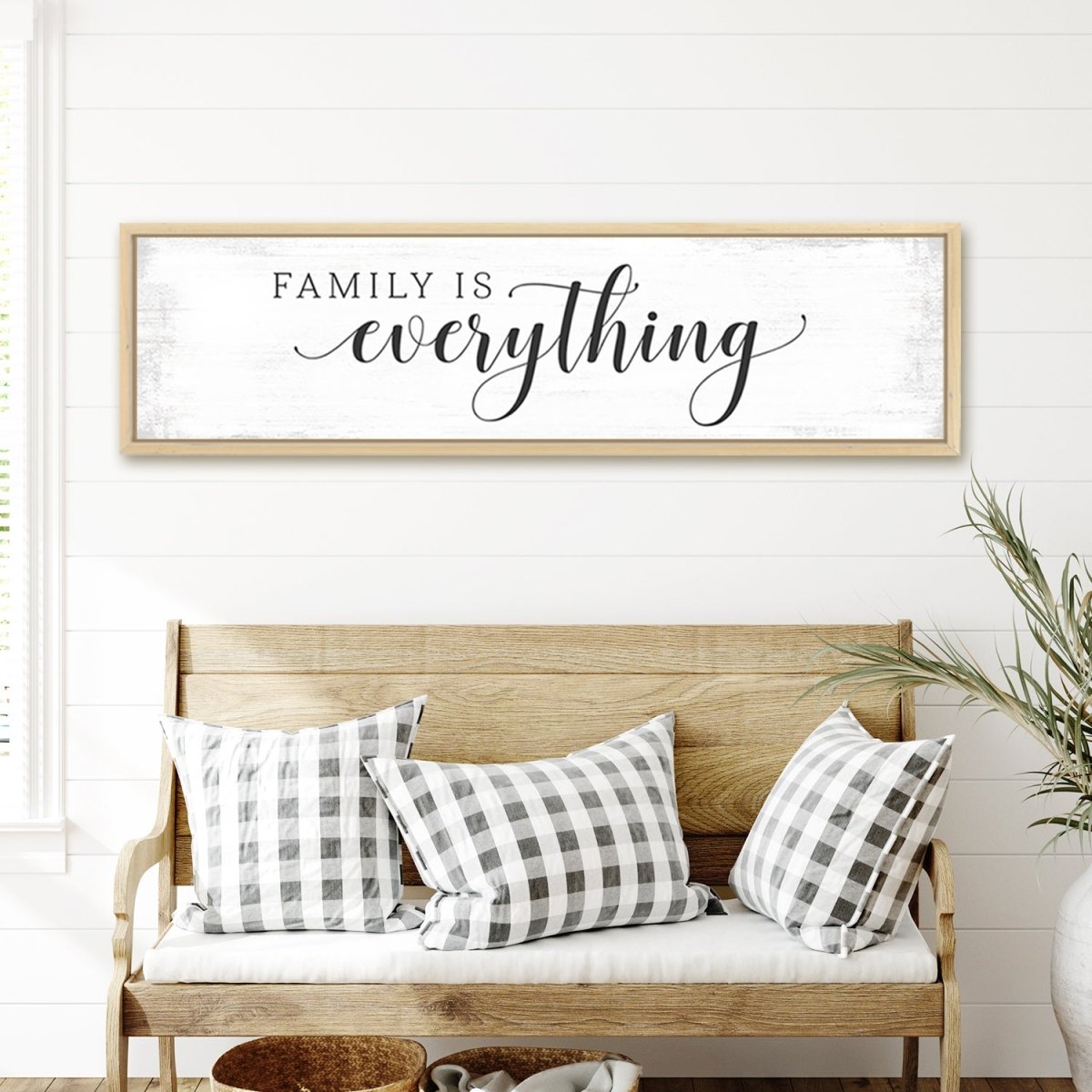 Family Is Everything Canvas Sign in Entryway of Home - Pretty Perfect Studio