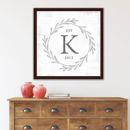 Family Monogram Established Date with Initials Above Dresser - Pretty Perfect Studio