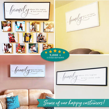 Customer product review for family where life begins and love never ends wall art by Pretty Perfect Studio