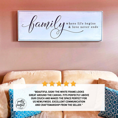 Customer product review for family where life begins and love never ends sign by Pretty Perfect Studio