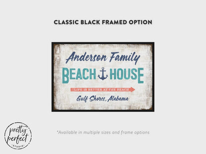 Custom Beach House Sign with Family Name and Location