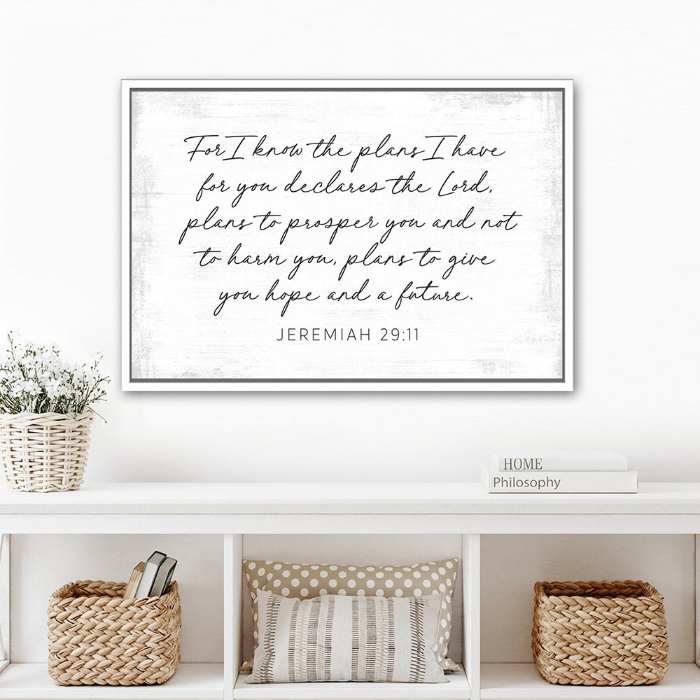 For I Know The Plans I Have For You Sign Hanging on Wall Above Shelf - Pretty Perfect Studio