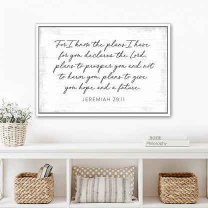 For I Know The Plans I Have For You Sign Hanging on Wall Above Shelf - Pretty Perfect Studio